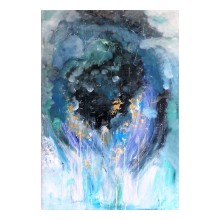 Emotie 1 blauwtinten, 115 cm bij 75 cm, acryl op doek, 2019 te koop